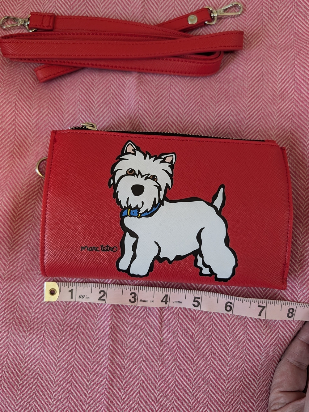 Marc Tetro Red Westie Dog Crossbody Wallet